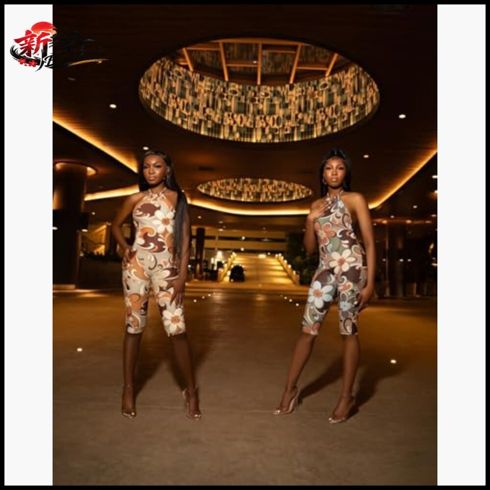 Polyester Halter Backless Jumpsuit Capri Boho Flo… - image 6